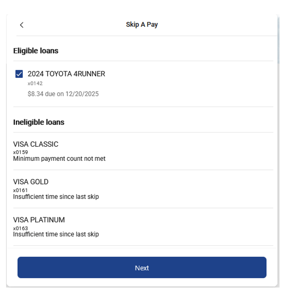 Screenshot Skip-A-Pay Step 2
